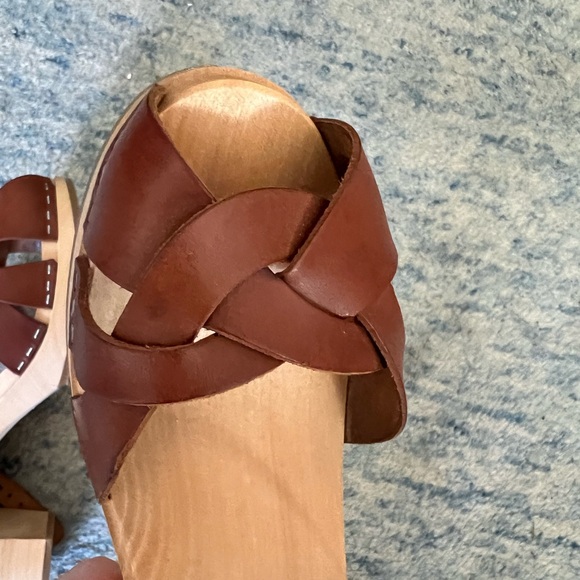 Swedish Hasbeens Brown Leather Heeled Sandals - Picture 3 of 6